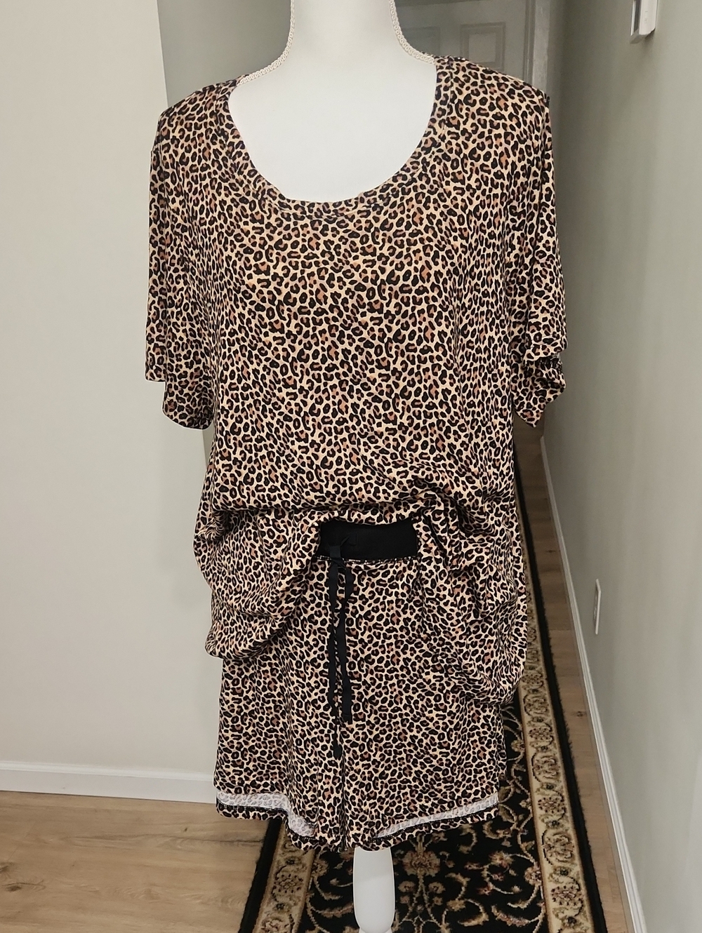 Womens Rene Rofe Leopard Print 2 Pc Pajama Set 2XL